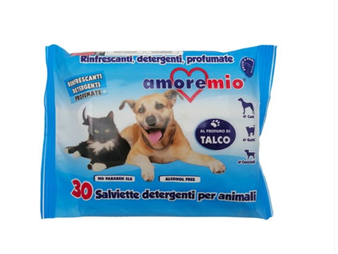 Servetele Umede Caini Pisici AMORE MIO Talc 30 buc igiena