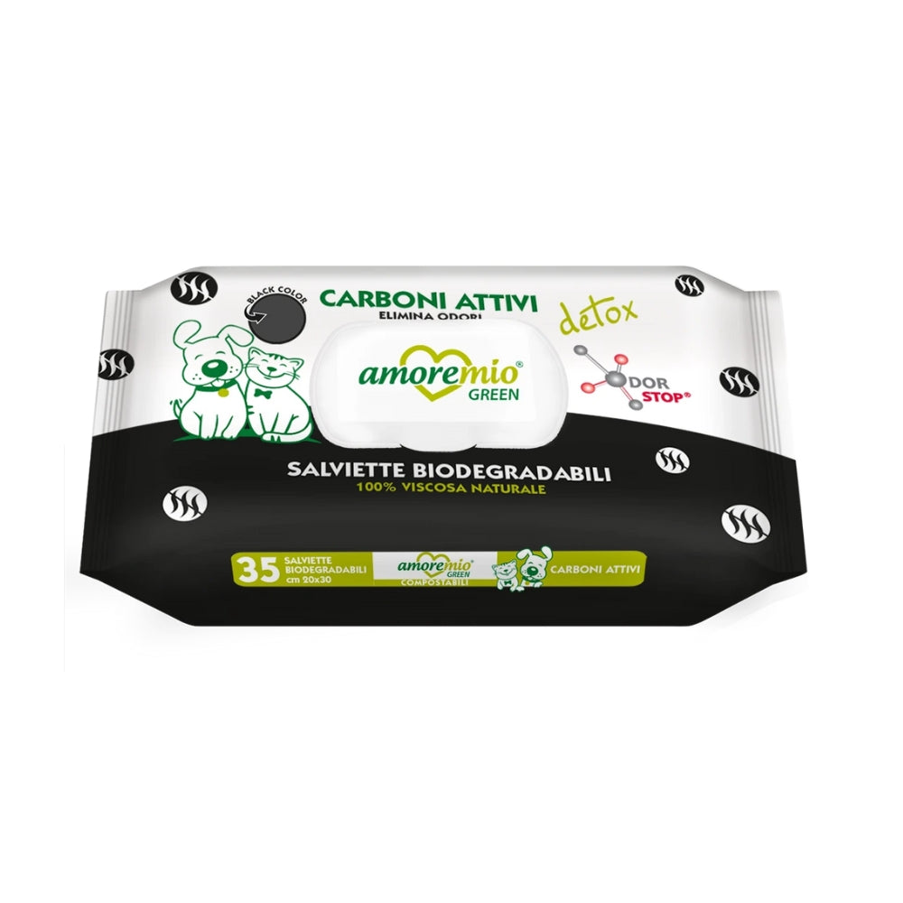 Servetele Umede pentru Caini si Pisici AMORE MIO – Carbune Activ 40 buc