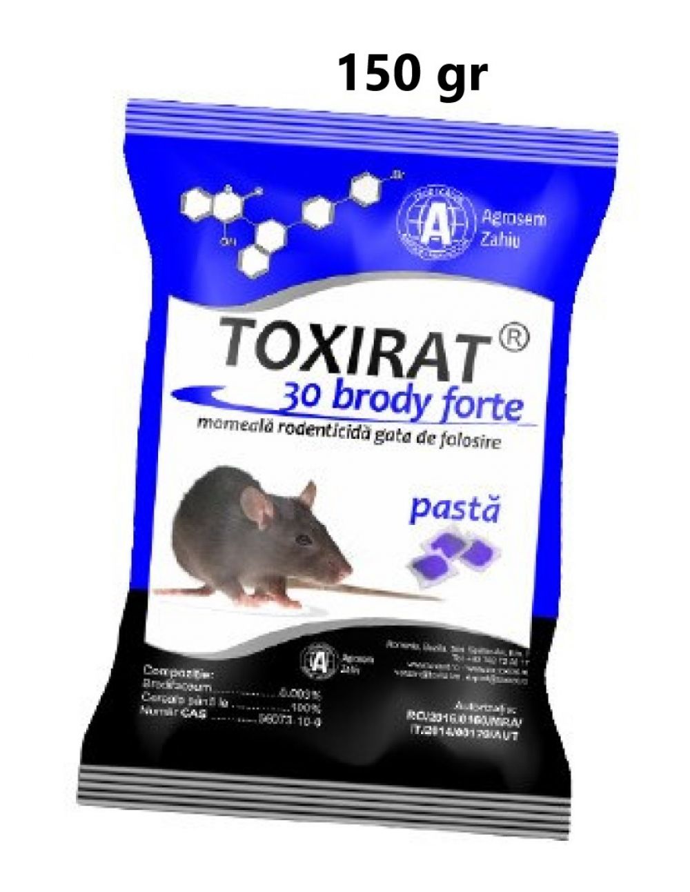 Raticid Toxirat Brody Forte 150 g pastă albastră